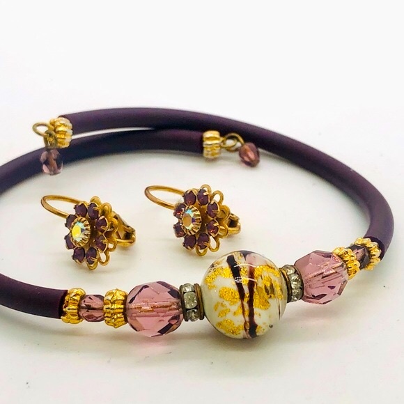 Vintage Liz Palacios Earrings & Art Glass Bracelet - Picture 8 of 13